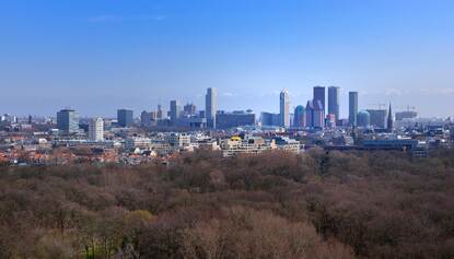 Skyline van Den Haag vanaf de Eurojust